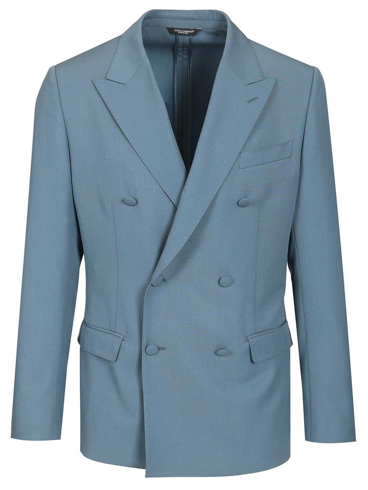 Dolce & Gabbana Double-Breasted Wool Poplin Jacket Jackets - Light blue | 2fca35d4d4ce5e07d27c780ca194e833497035ff