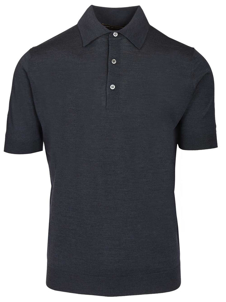 Filippo De Laurentiis Wool Polo shirt - Light blue | f68070b1f2301e79f991388466b3244dec584163