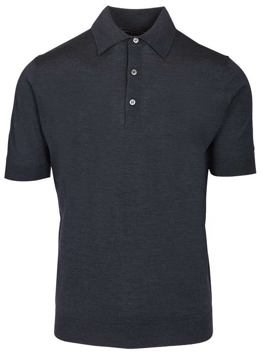 Wool Polo Shirt Light Blue