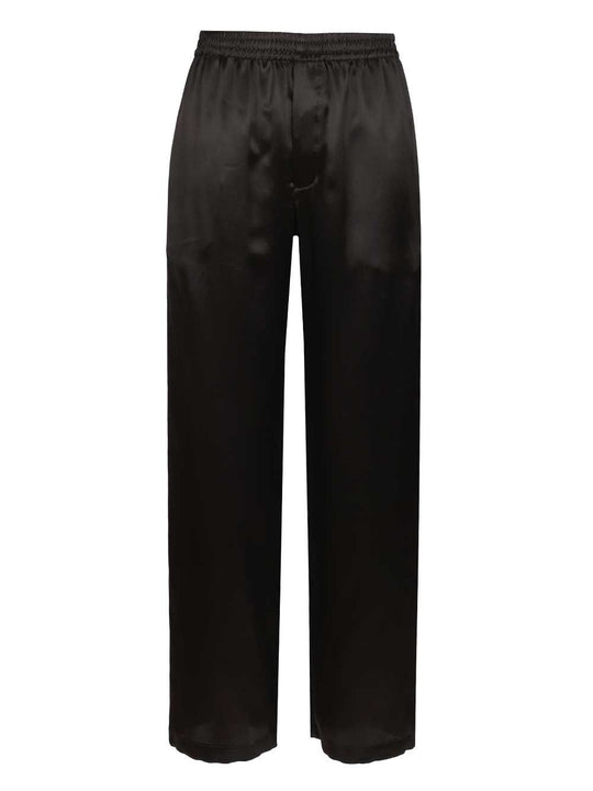 Silk Satin Trousers Black