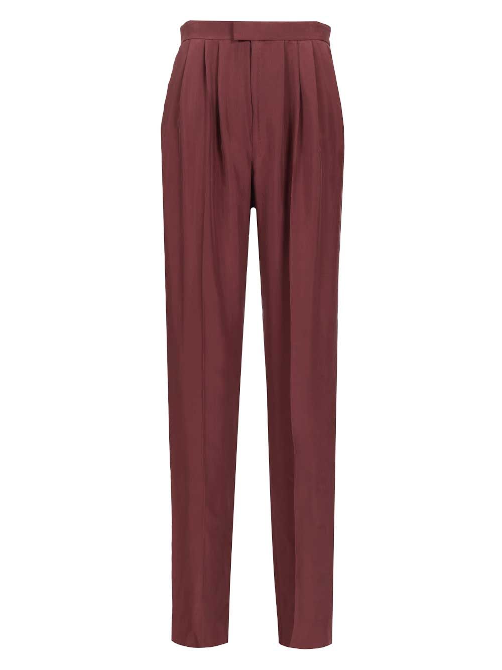 Saint Laurent Habutai Silk Trousers - Bordeaux | bd57441916607168509a95792903627f825ed938