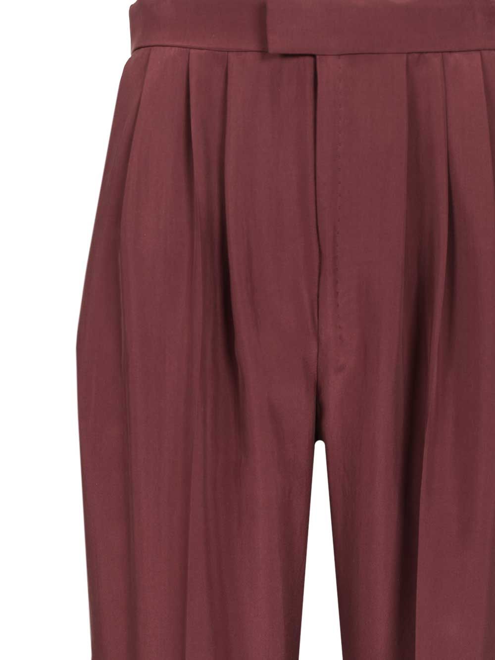 Saint Laurent Habutai Silk Trousers - Bordeaux | 888f609c52e77cf9b9c6e5f74e88c0d2715e165b