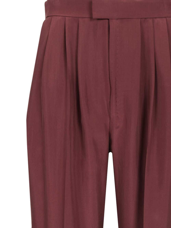 Saint Laurent Habutai Silk Trousers - Bordeaux | 888f609c52e77cf9b9c6e5f74e88c0d2715e165b