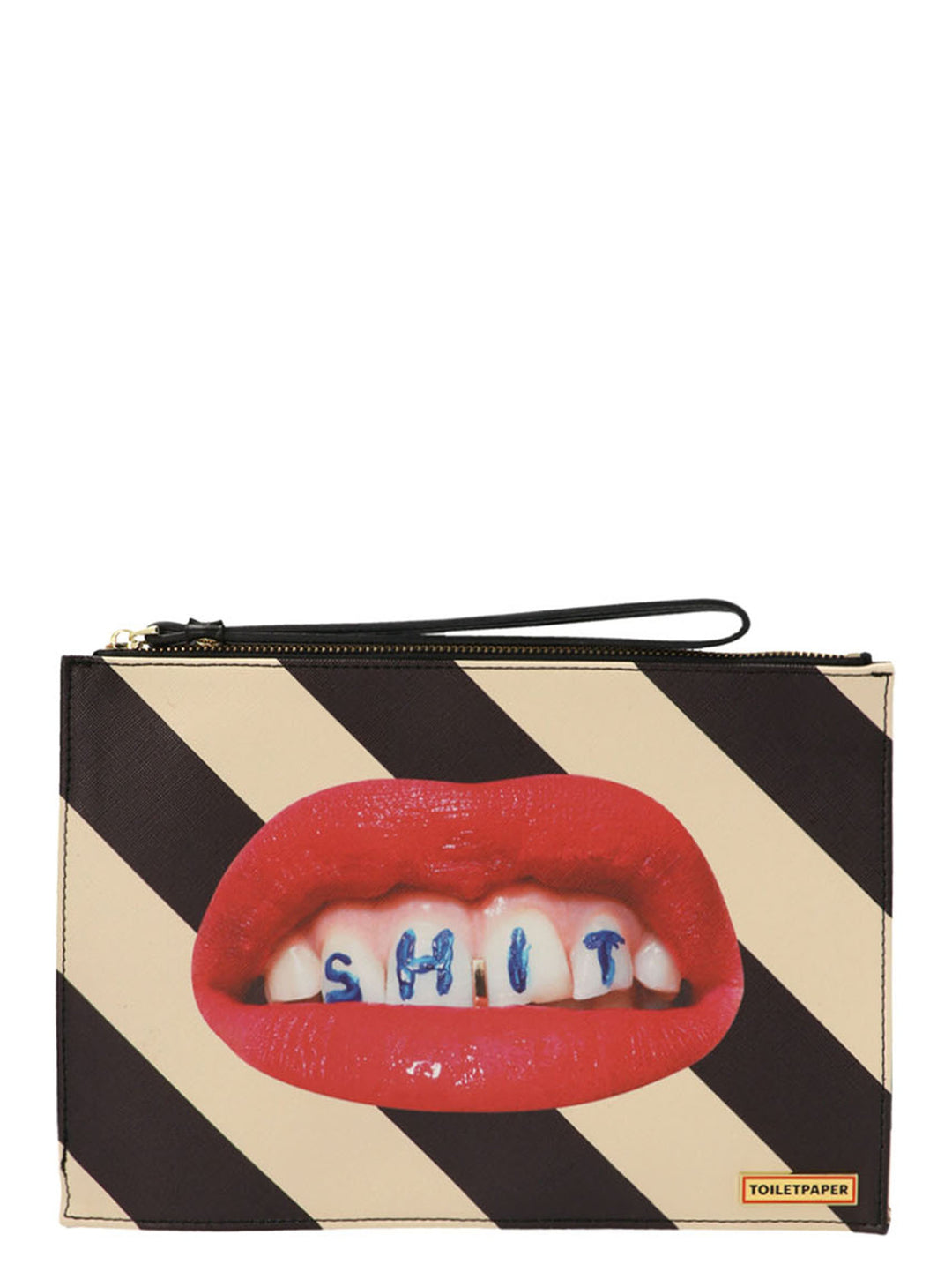 Seletti Stripes Shit Clutch - White/Black | 2cb5a93923a68891a86ed0318b2cb15bbee4dac6