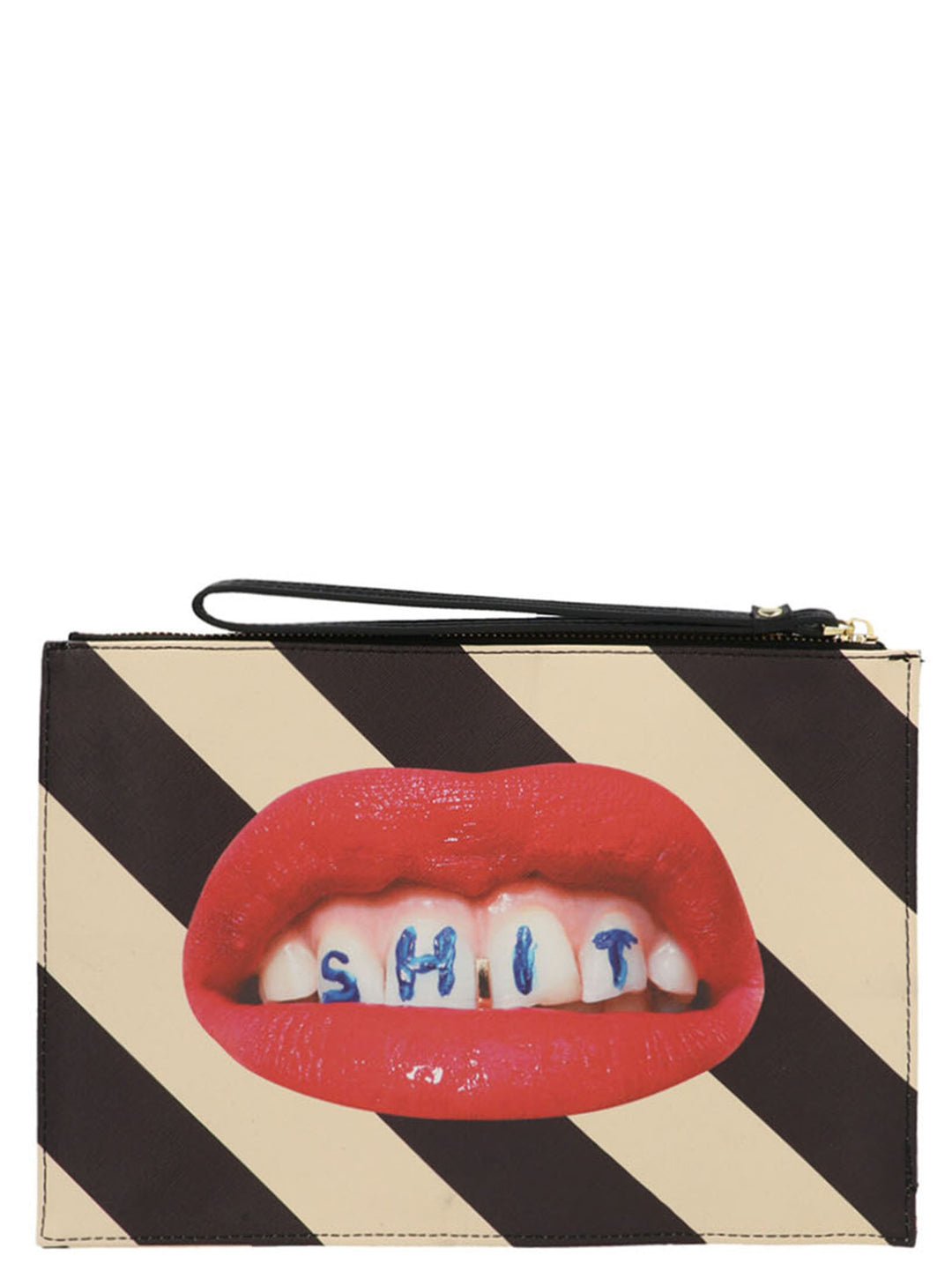 Seletti Stripes Shit Clutch - White/Black | 91bc78c3853b18aff172d80ec2501cdab28e3abe