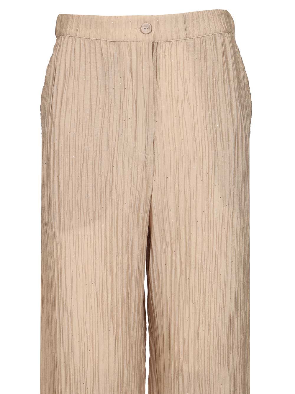 Emporio Armani Textured Lurex Taffeta Trousers - Beige | 5298a17e390a97d62360bff1c4e11a97a1dd933a
