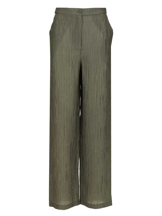 Textured Lurex Taffeta Trousers Green