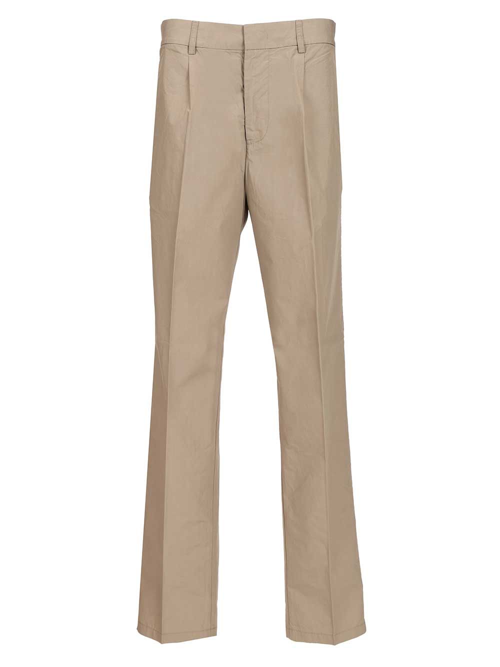 Emporio Armani Classic Cotton Poplin Trousers - Beige | e842afb5bb8450e51f9478f54ea54264687abe88