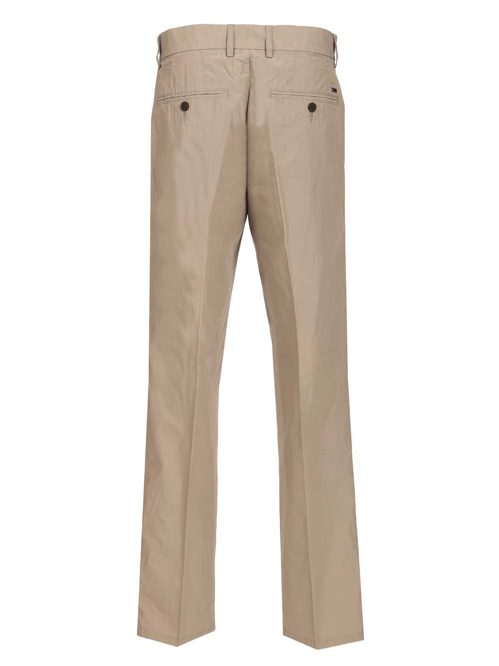 Emporio Armani Classic Cotton Poplin Trousers - Beige | 2be96514913bc94c233985d1f5931212b6d3fb2c