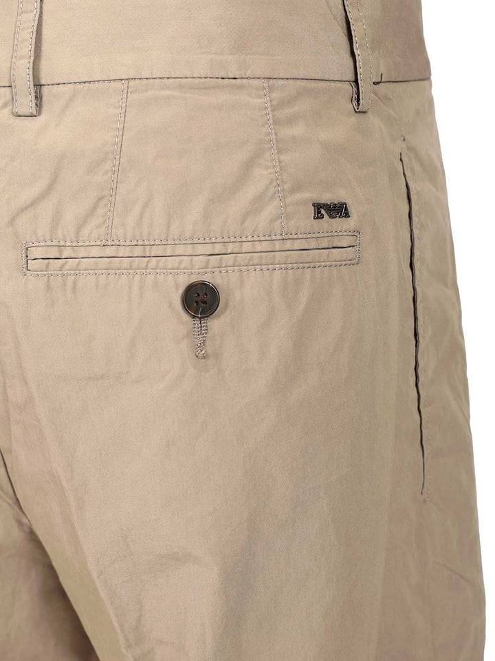 Emporio Armani Classic Cotton Poplin Trousers - Beige | b23eca9a643ef92dd46944a6bd36f5a12e48a2ef
