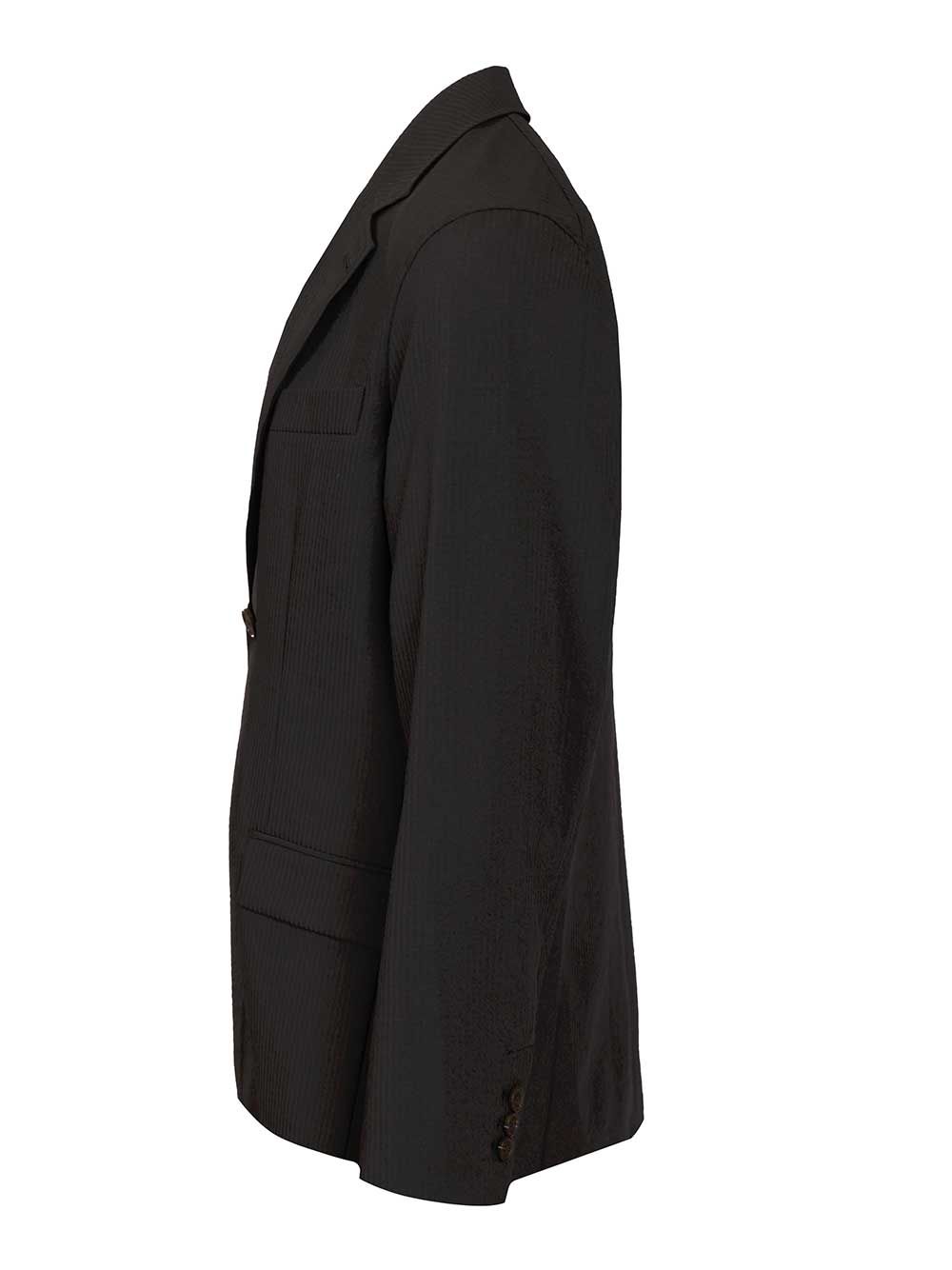 Emporio Armani Single-Breasted Jacket In Technical Seersucker Fabric Jackets - Black | 87e6ede2befc5e312230230eb350e40acef875f7