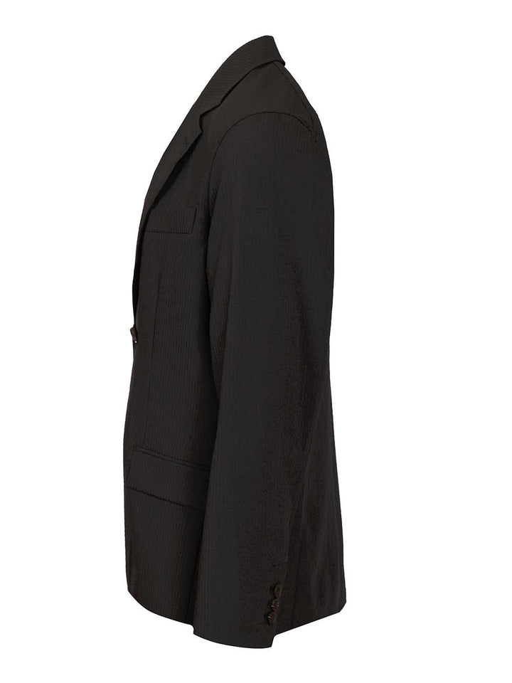 Emporio Armani Single-Breasted Jacket In Technical Seersucker Fabric Jackets - Black | 87e6ede2befc5e312230230eb350e40acef875f7