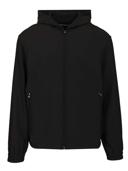 Light Seersucker Zip Jacket Jackets Black