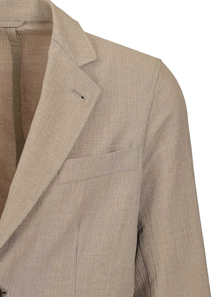 Emporio Armani Single-Breasted Jacket In Technical Seersucker Fabric Jackets - Beige | 50f8266b7fe61426c6e690faaeef261781feea5d