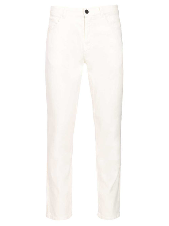 Roccia Trousers In Linen And Cotton Jeans White