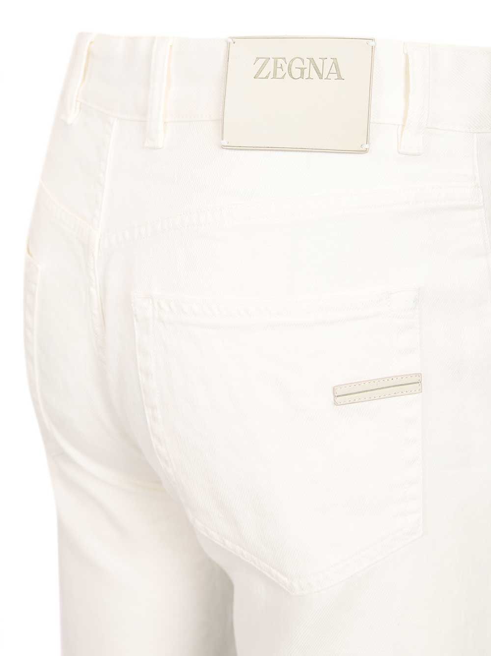Ermenegildo Zegna Roccia Trousers In Linen And Cotton Jeans - White | 81f95003c06f0240762c3439b8ed10b8d698c72e