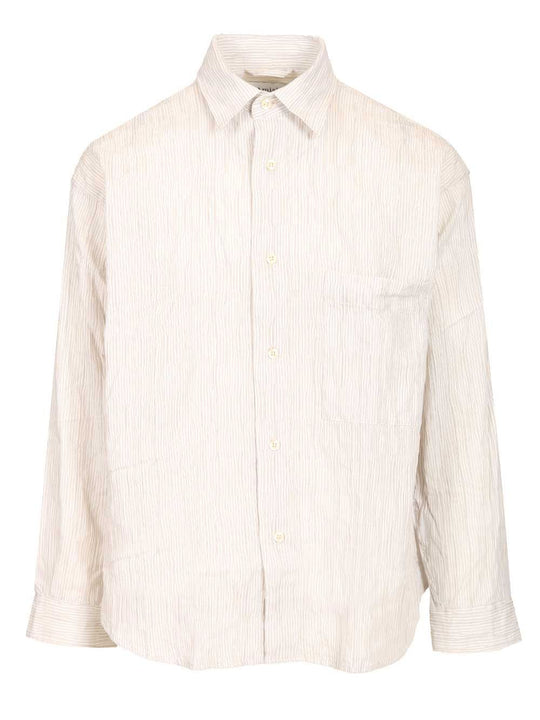 Crinkle Cotton Shirt Shirts Beige