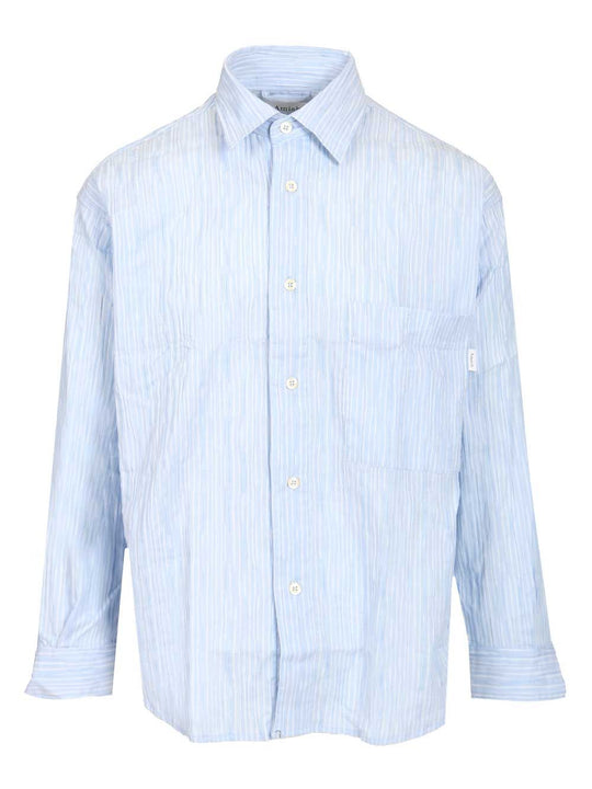 Crinkle Cotton Shirt Shirts Light Blue