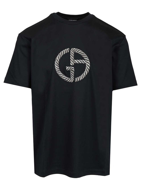 With Embroidered Logo T-Shirt Black