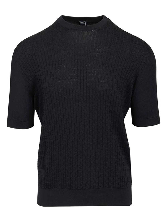 Ribbed T-Shirt Knitwear Blue