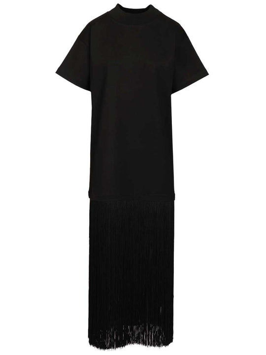 Cotton Jersey With Fringe T-Shirt Black