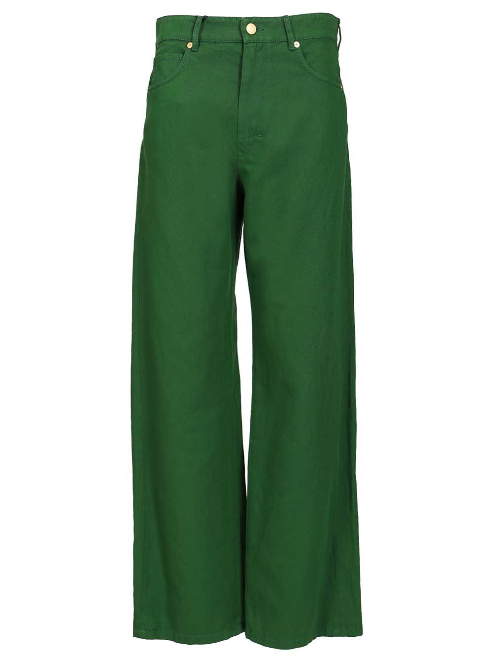 'S Max Mara Cotton And Linen Drill Trousers - Green | 895b3ee3369766b6236f07d932b5d15613554fcf