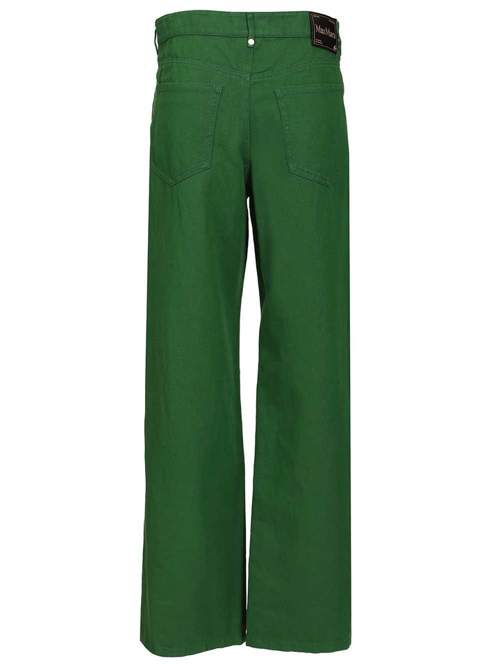 'S Max Mara Cotton And Linen Drill Trousers - Green | 9d0fc3d65f1a67f94966c6e2ec34e37d6fea8999