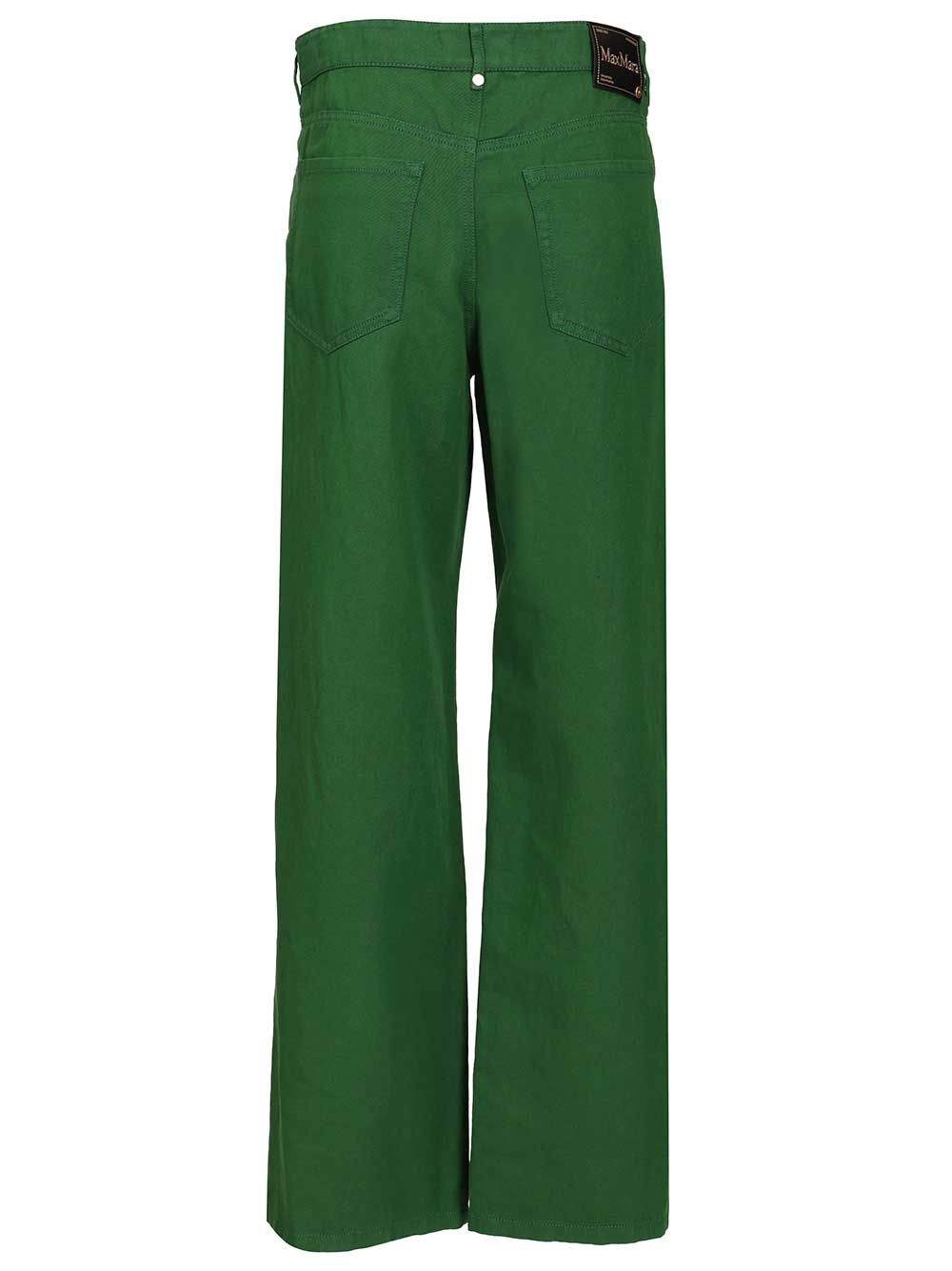'S Max Mara Cotton And Linen Drill Trousers - Green | 9d0fc3d65f1a67f94966c6e2ec34e37d6fea8999