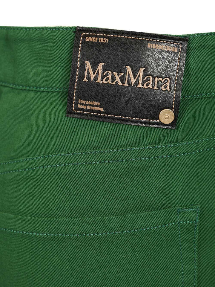 'S Max Mara Cotton And Linen Drill Trousers - Green | 0e7db551d07ad48fc815138a1eb13e4ae396ac31