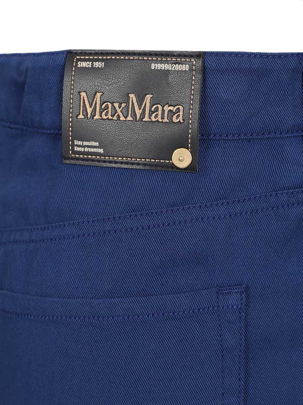'S Max Mara Cotton And Linen Drill Trousers - Blue | 301ca4b0ae26da2306f22e44392f107d668ffbad
