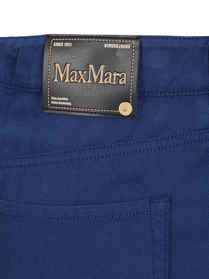 'S Max Mara Cotton And Linen Drill Trousers - Blue | 301ca4b0ae26da2306f22e44392f107d668ffbad