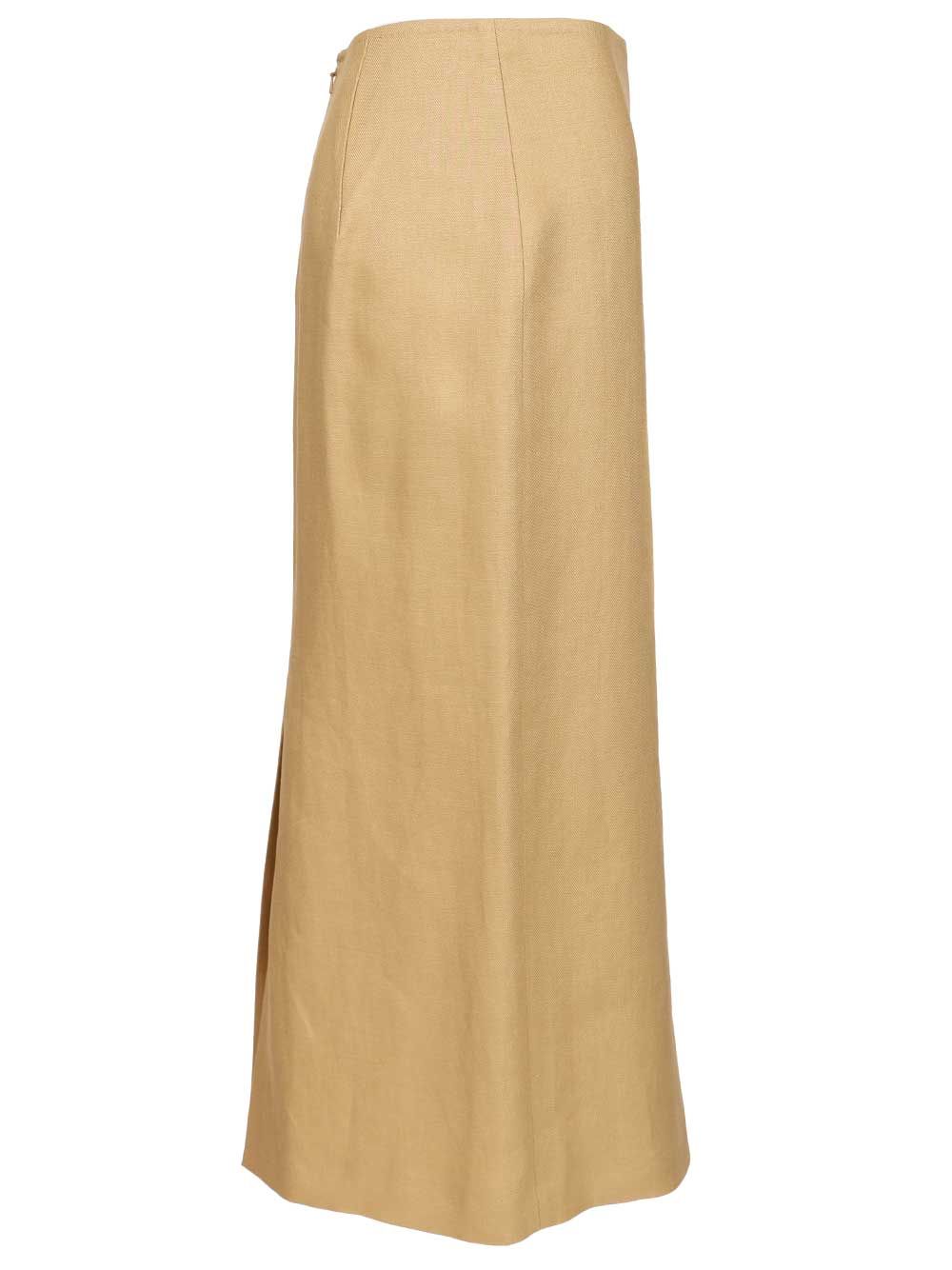Max Mara Slim-Fit Diagonal Linen Skirt Skirts - Beige | ca3dfcc236c980c50f998c6e001888a9ff4fd8e6