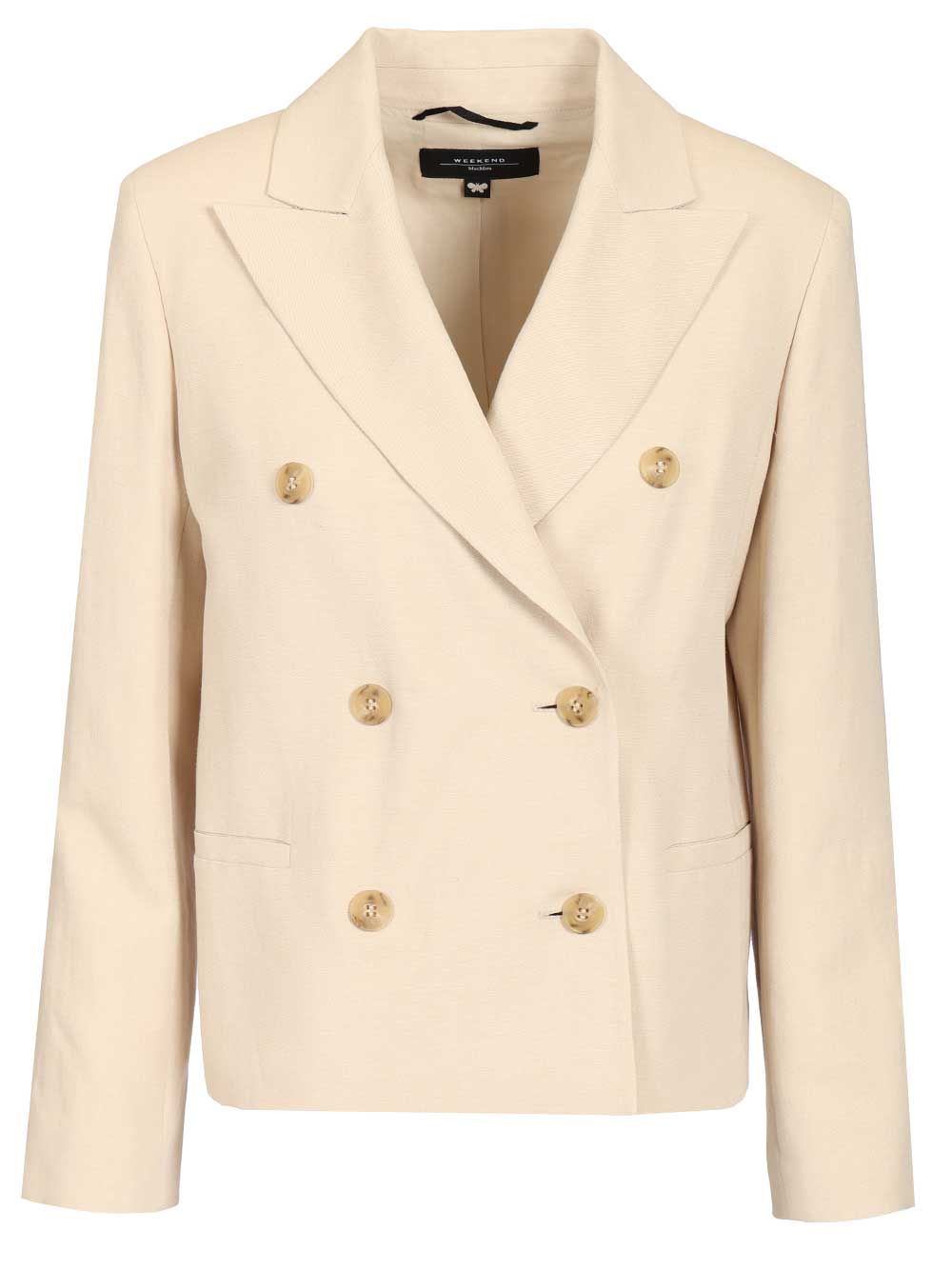 Weekend Max Mara Double-Breasted Blazer Jackets - White | d115bc61aa8185a446e681cbba0f9f88f5f385e4