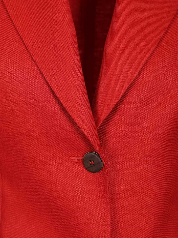 Max Mara Linen Blazer Jackets - Red | 4438129a00eace7099e186442db0ba66ed434ac3