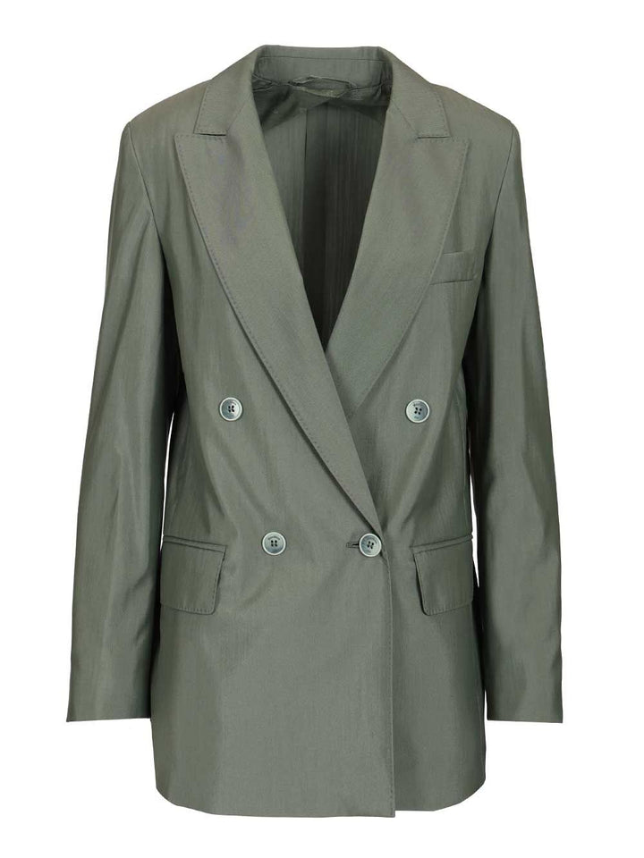 Max Mara Double-Breasted Blazer Jackets - Green | 42bfb6859429c4e5a57e15d81d4de869f1821f3f