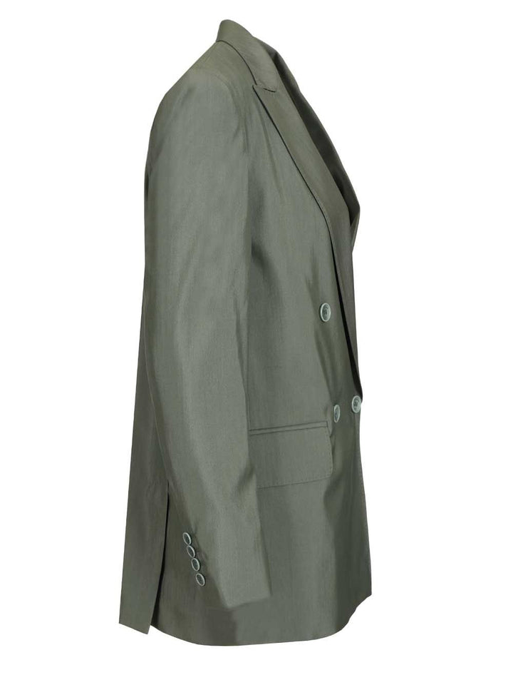 Max Mara Double-Breasted Blazer Jackets - Green | f48bde76beed1908e463bf39e1ce8dfafb93bcbf