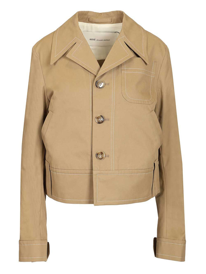 Ami Cotton Jacket Jackets - Beige | 8075f0e709110816022667c6b9a3bc9d909bbcc3