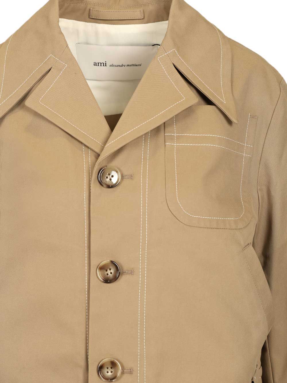 Ami Cotton Jacket Jackets - Beige | 2f0aaa50ce148a7fc438172893f638981e7f9bd4