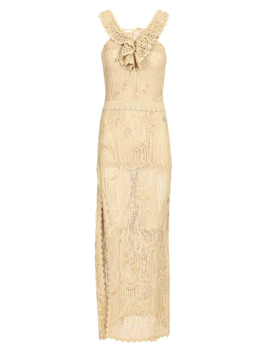 Look 20 - Ornella Pearly Mesh Knit Dress Dresses Beige