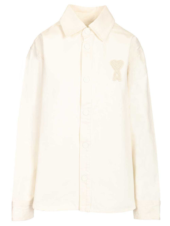 Overshirt With Knitted Ami De Coeur Shirts White