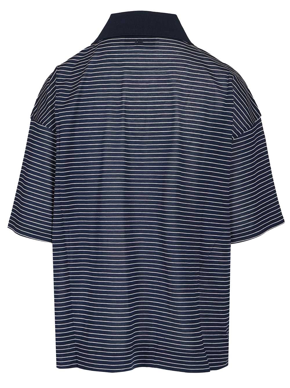 Ami Striped Boxy Fit Polo With Ami De Coeur Patch Polo shirt - Blue | 589ceebb9f8cb1962e848c1b0b4dd8dc53acfbee