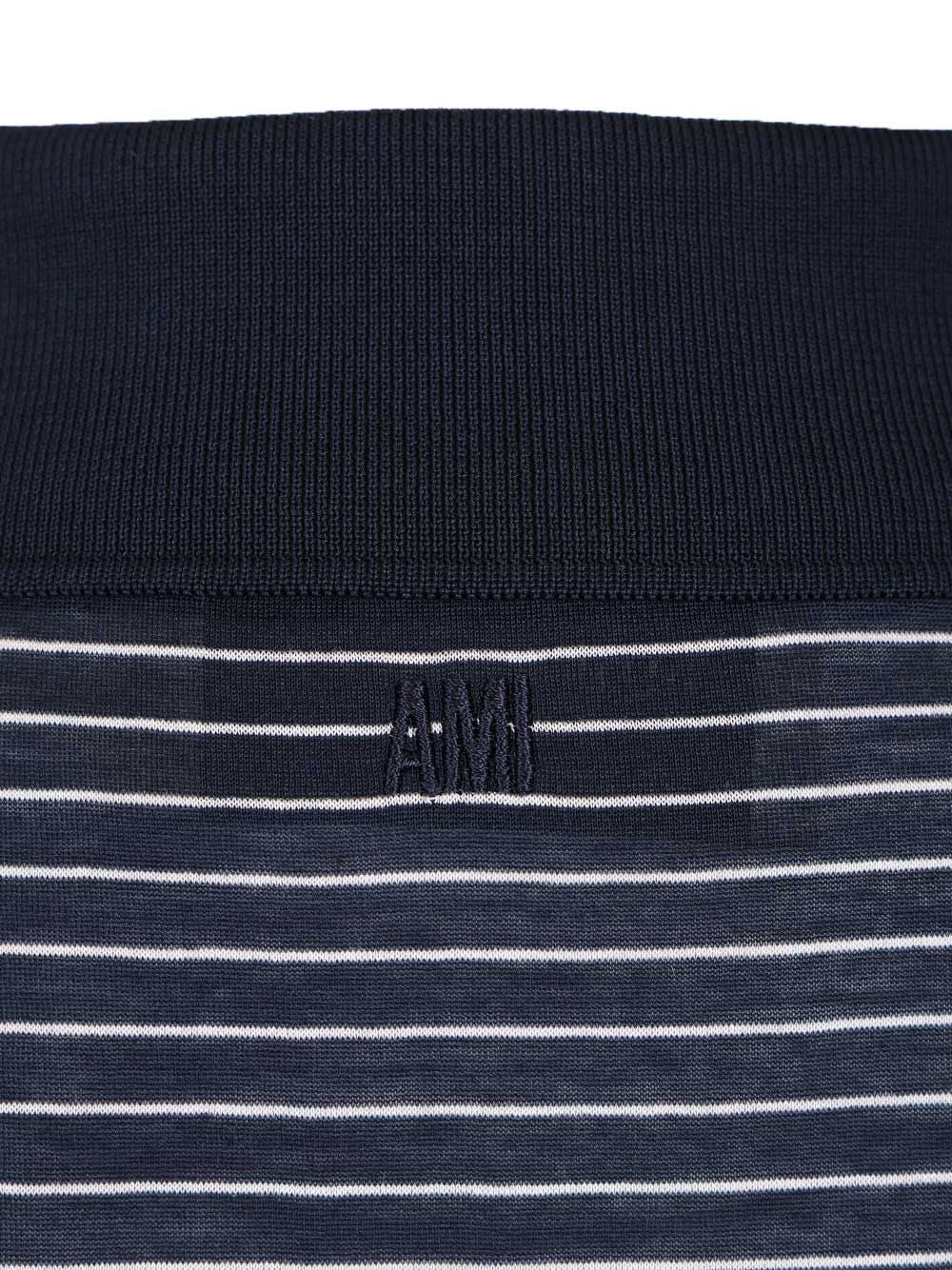 Ami Striped Boxy Fit Polo With Ami De Coeur Patch Polo shirt - Blue | 16ad297f4bb52172a59e9b9ff8ecae362c058d2a
