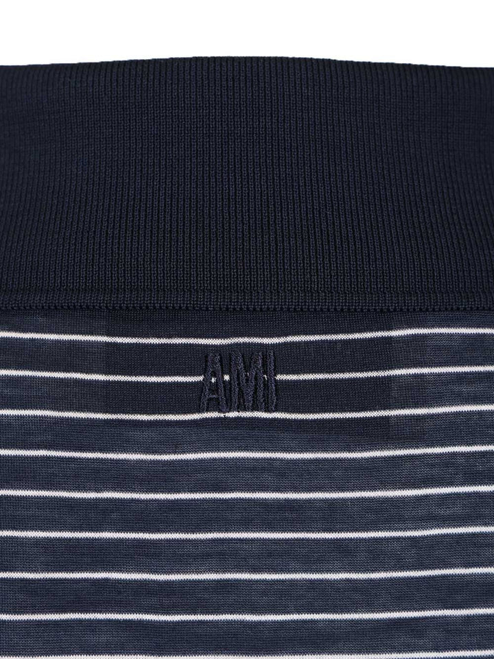 Ami Striped Boxy Fit Polo With Ami De Coeur Patch Polo shirt - Blue | 16ad297f4bb52172a59e9b9ff8ecae362c058d2a