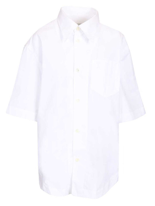Short-Sleeved Poplin Shirt Shirts White