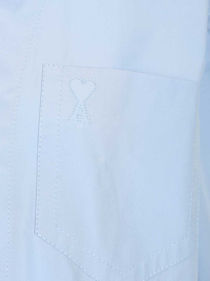 Ami Short-Sleeved Poplin Shirt Shirts - Light blue | 010792bdca52a46aef9455093729f87cad74ee8b