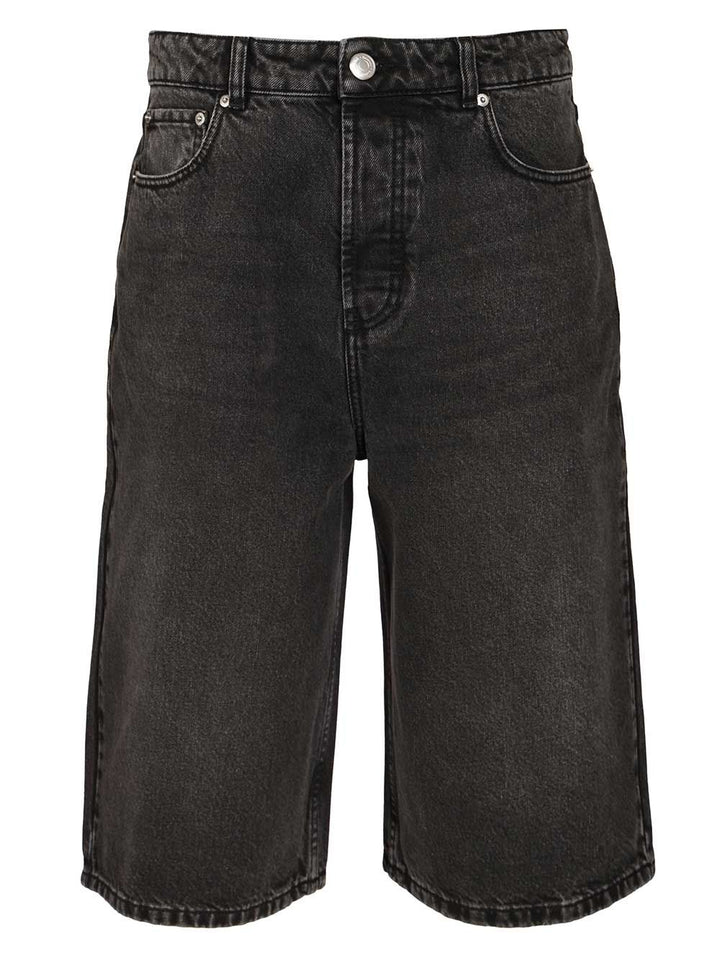 Ami Large Fit Bermuda Shorts Used Denim Trousers - Black | 8d6cae208d3a9a2624e015545c12aabeef8e85a3