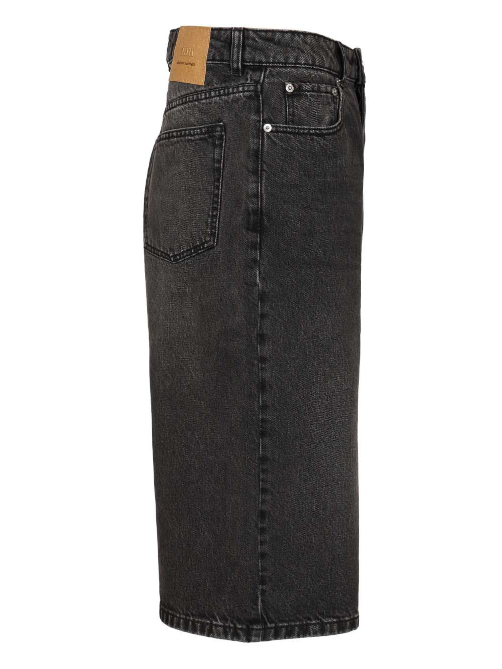 Ami Large Fit Bermuda Shorts Used Denim Trousers - Black | 4c2c46363da61ac94b5463e563355c3c4f8eb424