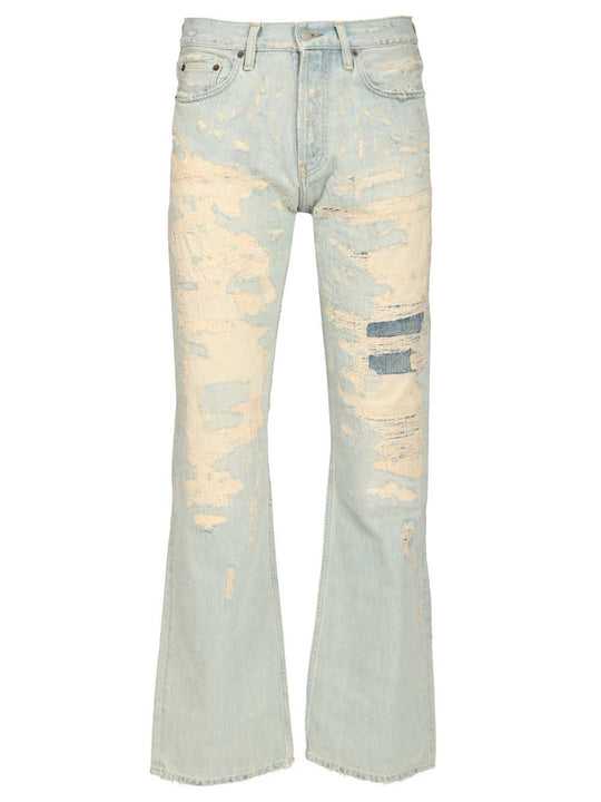 Straight Fit 5-Pocket Denim With Side Rips Jeans Light Blue