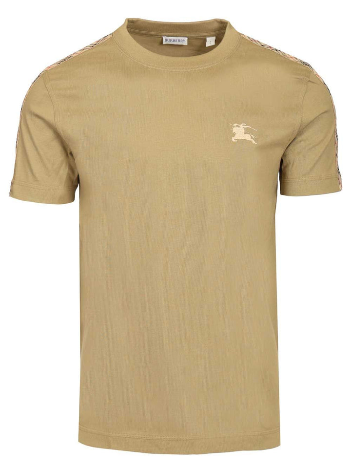 Burberry Cotton  With Check Trim T-Shirt - Beige | bf8eed199081245ad66923b650d96e0912c4d00d