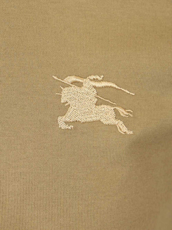Burberry Cotton  With Check Trim T-Shirt - Beige | e2f449c7a34b70120d482a9f67e44415ce92c635